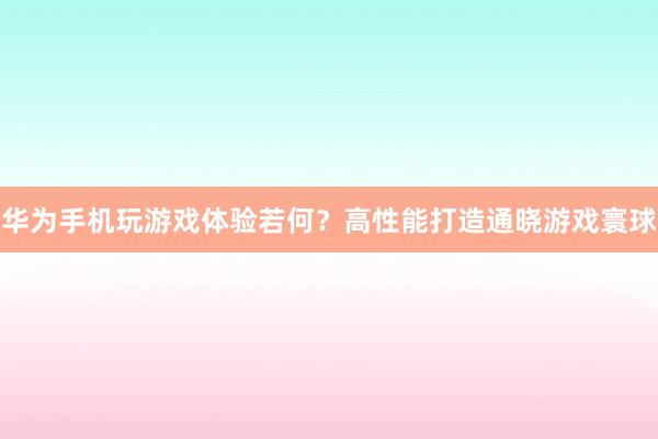 华为手机玩游戏体验若何？高性能打造通晓游戏寰球