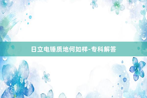 日立电锤质地何如样-专科解答